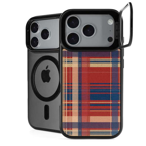 Red and Blue Plaid iPhone 18 Pro Max Kickstand Case