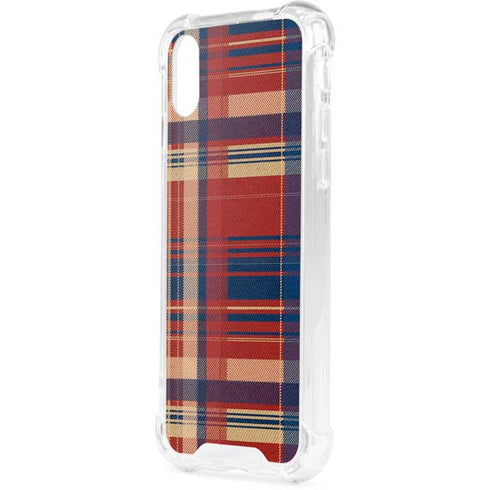 Red and Blue Plaid iPhone XS Clear Case