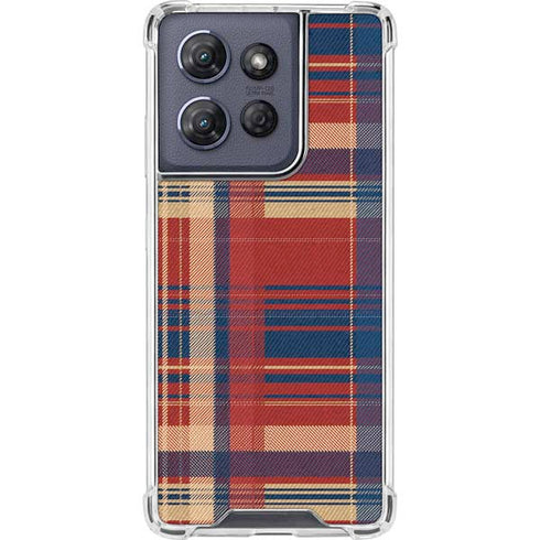 Red and Blue Plaid Moto G 5G (2025) Clear Case