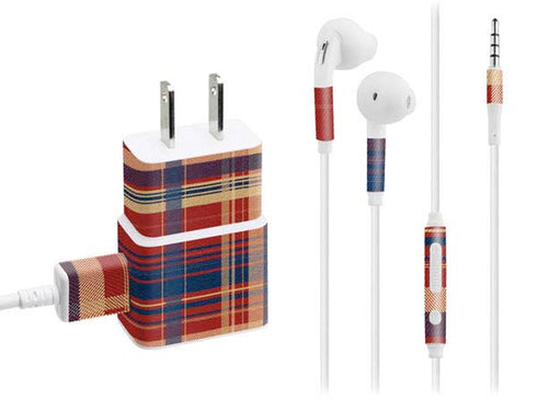 Red and Blue Plaid Phone Charger Skin