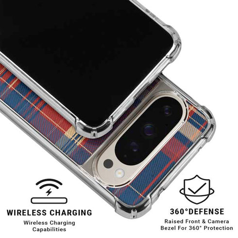Red and Blue Plaid Pixel 9/9 Pro Clear Case