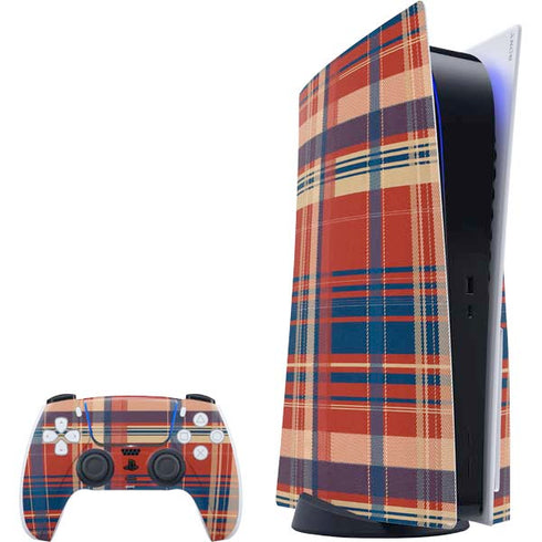 Red and Blue Plaid PlayStation PS5 Skins