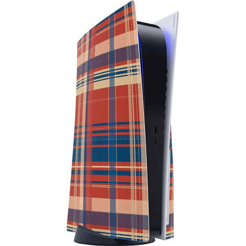 Red and Blue Plaid PlayStation PS5 Skins