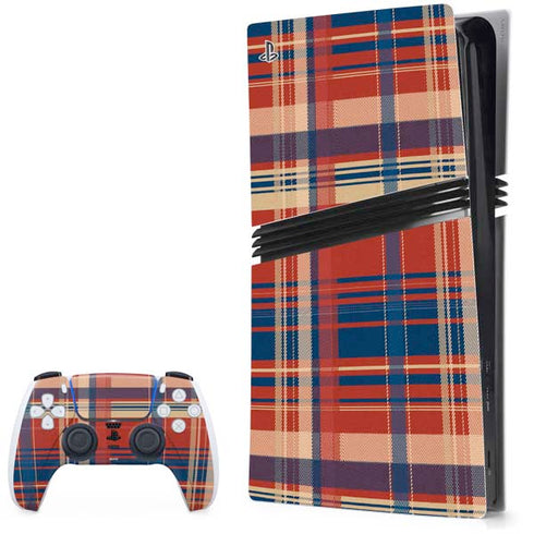 Red and Blue Plaid PS5 Pro Bundle Skin