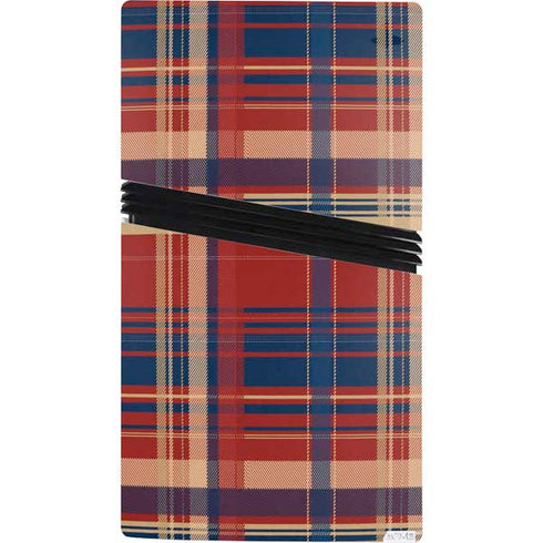 Red and Blue Plaid PS5 Pro Console Skin