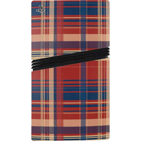 Red and Blue Plaid PS5 Pro Disk Bundle Skin