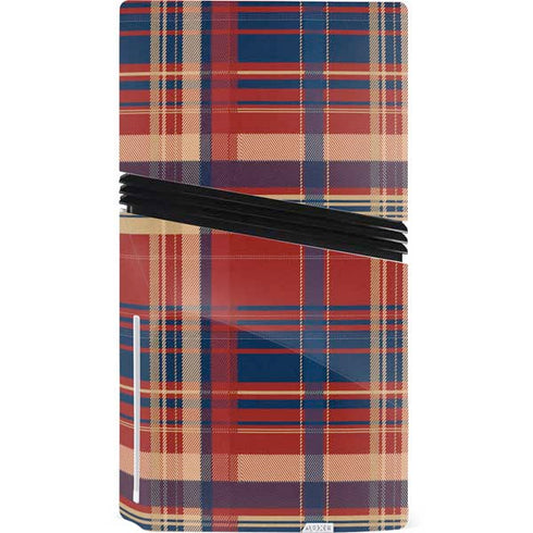Red and Blue Plaid PS5 Pro Disk Bundle Skin