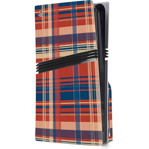 Red and Blue Plaid PS5 Pro Disk Console Skin