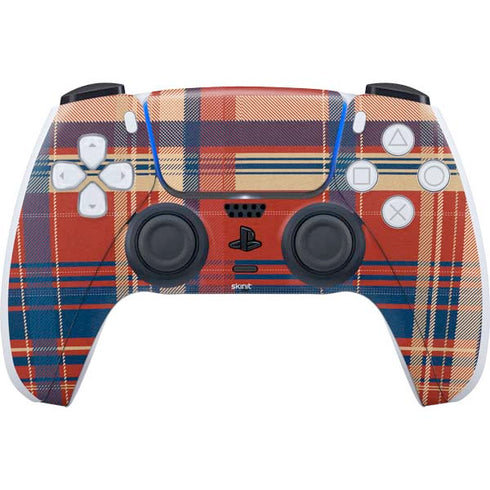Red and Blue Plaid PlayStation PS5 Skins