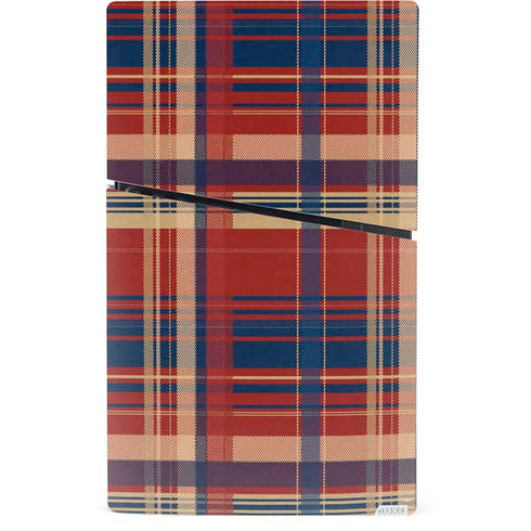 Red and Blue Plaid PS5 Slim Digital Edition Console Skin