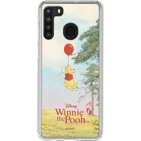 Disney Winnie the Pooh Red Ballon Galaxy A21 Clear Case