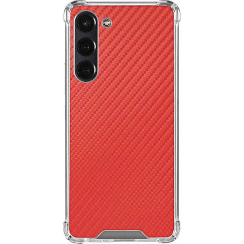 Red Carbon Fiber Specialty Texture Material Galaxy S24 FE Clear Case