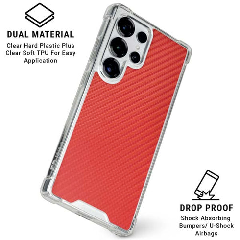 Red Carbon Fiber Specialty Texture Material Galaxy S25 Ultra Clear Case