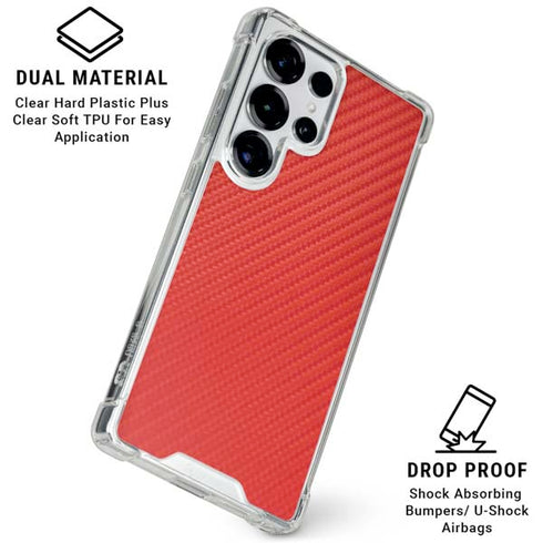 Red Carbon Fiber Specialty Texture Material Galaxy S26 Ultra Clear Case