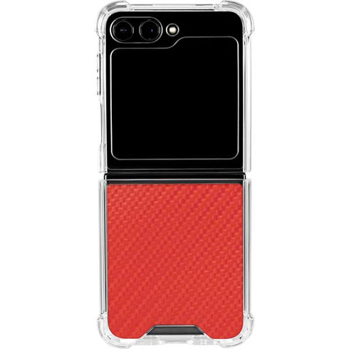 Red Carbon Fiber Specialty Texture Material Galaxy Z Flip6 Clear Case