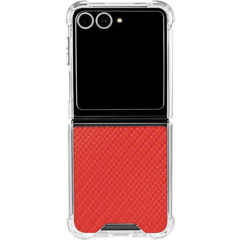 Red Carbon Fiber Specialty Texture Material Galaxy Z Flip7 Clear Case