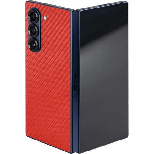 Red Carbon Fiber Specialty Texture Material Galaxy Z Fold6 Skin
