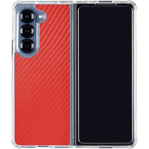 Red Carbon Fiber Specialty Texture Material Galaxy Z Fold7 Clear Case