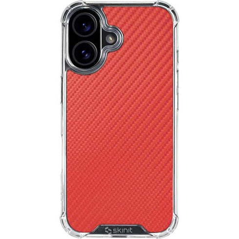 Red Carbon Fiber Specialty Texture Material iPhone 16 Plus Clear Case