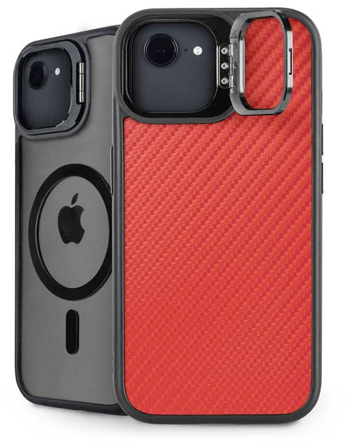 Red Carbon Fiber Specialty Texture Material iPhone 16e Kickstand Case