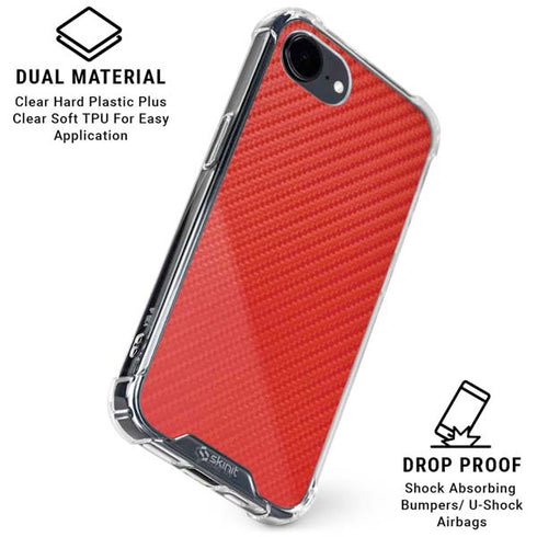 Red Carbon Fiber Specialty Texture Material iPhone 16e Clear Case