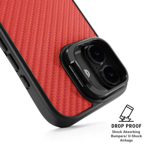 Red Carbon Fiber Specialty Texture Material iPhone 17 Kickstand Case