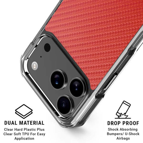 Red Carbon Fiber Specialty Texture Material iPhone 17 Pro Clear Case