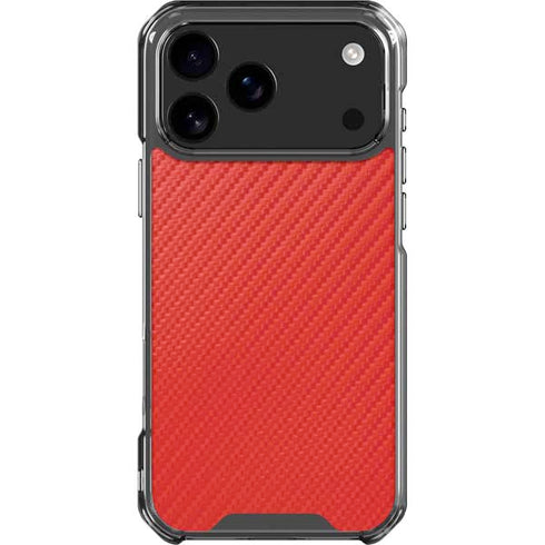 Red Carbon Fiber Specialty Texture Material iPhone 17 Pro Max Clear Case