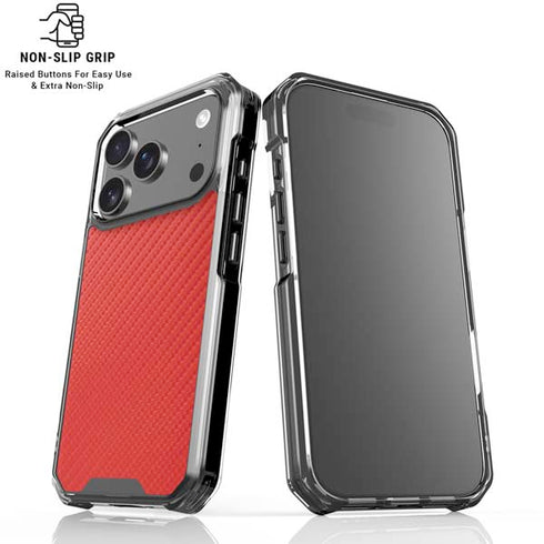 Red Carbon Fiber Specialty Texture Material iPhone 17 Pro Max Clear Case