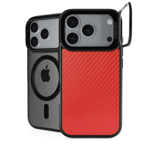 Red Carbon Fiber Specialty Texture Material iPhone 17 Pro Max Kickstand Case