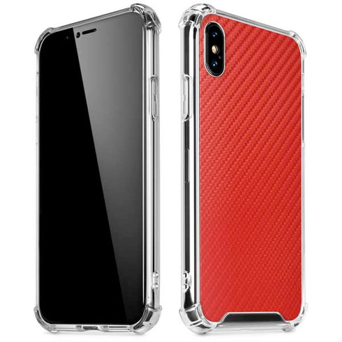Red Carbon Fiber Specialty Texture Material iPhone X/XS Clear Case