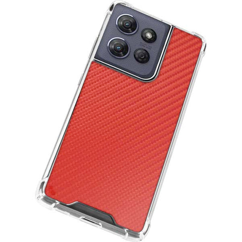 Red Carbon Fiber Specialty Texture Material Moto G 5G (2025) Clear Case