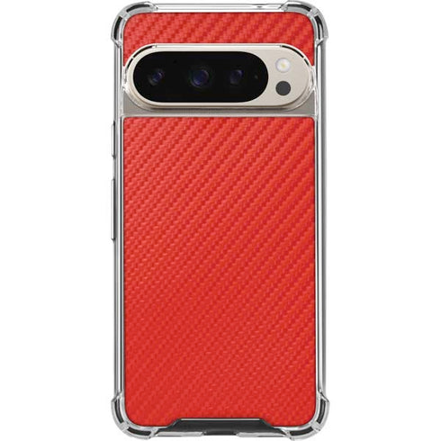 Red Carbon Fiber Specialty Texture Material Pixel 9/9 Pro Clear Case
