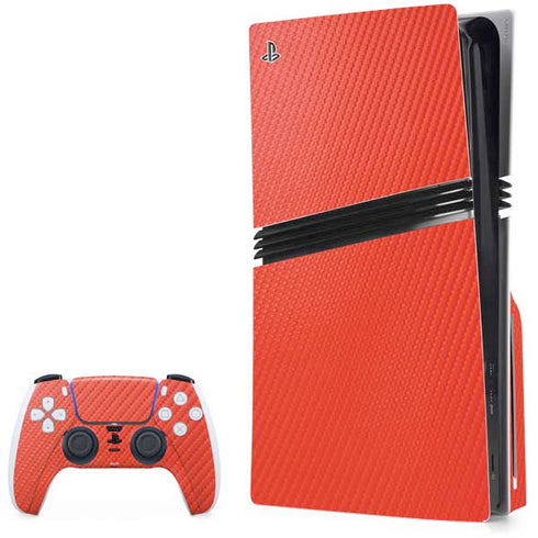Red Carbon Fiber Specialty Texture Material PS5 Pro Disk Bundle Skin