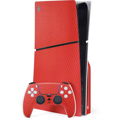 Red Carbon Fiber Specialty Texture Material PlayStation PS5 Skins