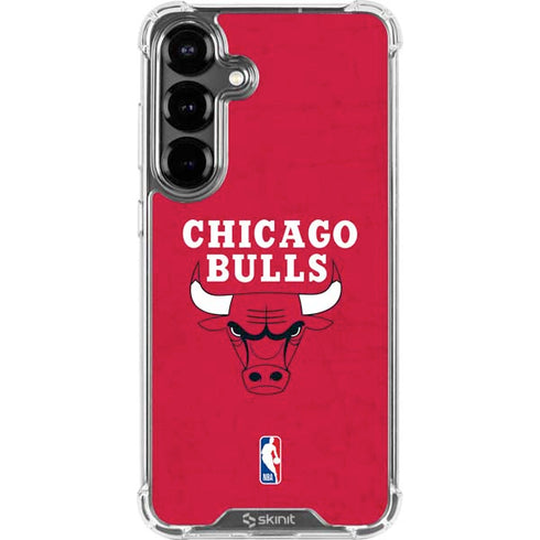 NBA Chicago Bulls Red Distressed Galaxy S26 Clear Case