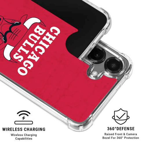 NBA Chicago Bulls Red Distressed Galaxy S26 Clear Case