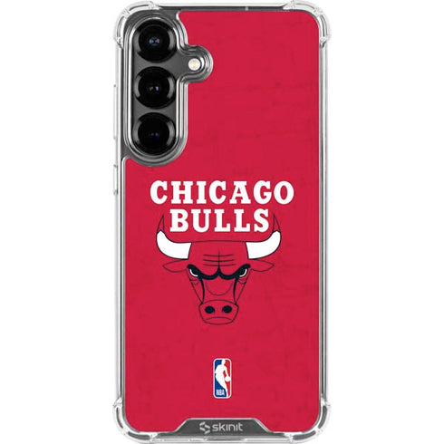 NBA Chicago Bulls Red Distressed Galaxy S26 Plus Clear Case