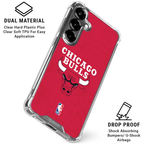 NBA Chicago Bulls Red Distressed Galaxy S26 Plus Clear Case
