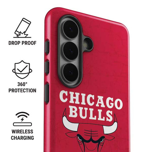 NBA Chicago Bulls Red Distressed Galaxy S26 Plus Impact Case