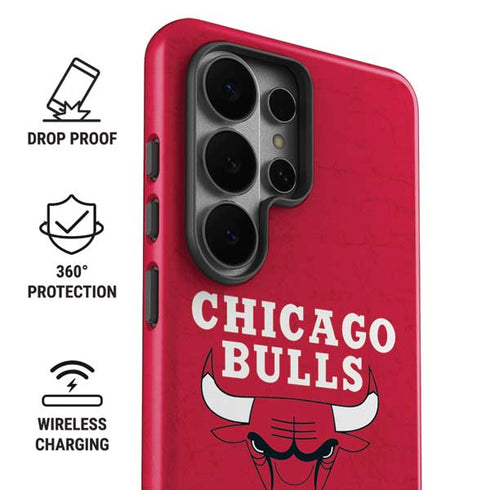 NBA Chicago Bulls Red Distressed Galaxy S26 Ultra Impact Case