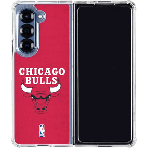 NBA Chicago Bulls Red Distressed Galaxy Z Fold7 Clear Case