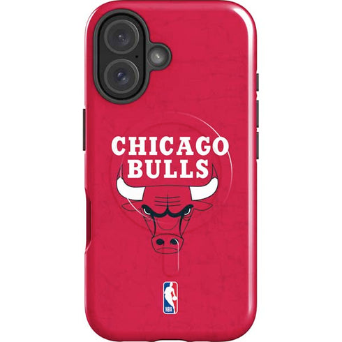 NBA Chicago Bulls Red Distressed iPhone 16 Magsafe Impact Case