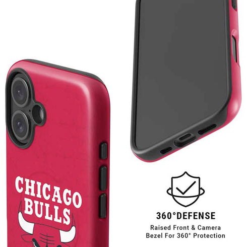 NBA Chicago Bulls Red Distressed iPhone 16 Magsafe Impact Case