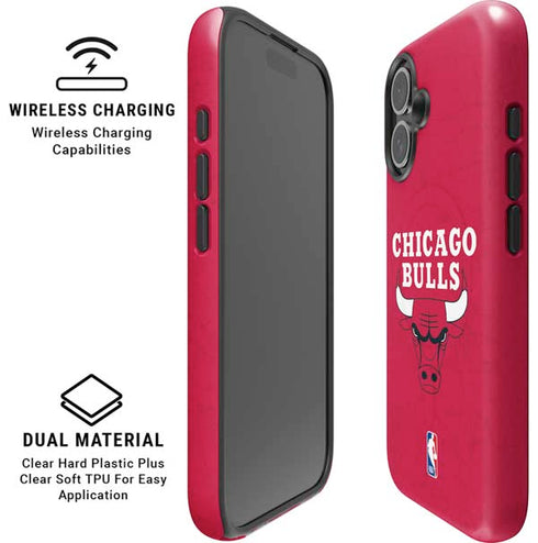 NBA Chicago Bulls Red Distressed iPhone 16 Plus Magsafe Impact Case