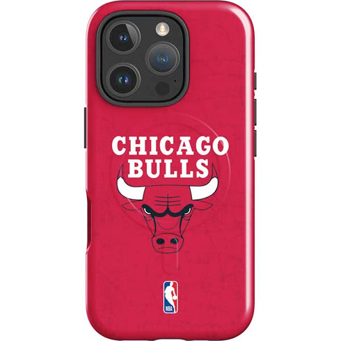 NBA Chicago Bulls Red Distressed iPhone 16 Pro Magsafe Impact Case