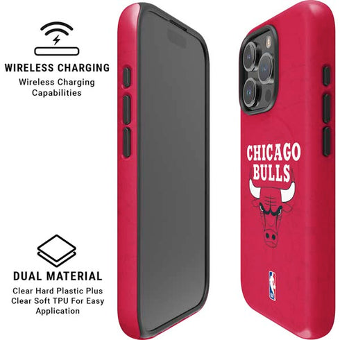 NBA Chicago Bulls Red Distressed iPhone 16 Pro Magsafe Impact Case
