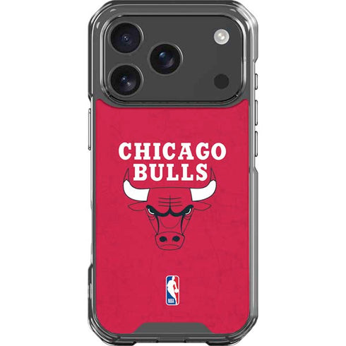 NBA Chicago Bulls Red Distressed iPhone 17 Pro Clear Case