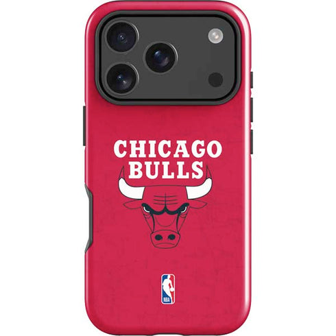 NBA Chicago Bulls Red Distressed iPhone 17 Pro Impact Case