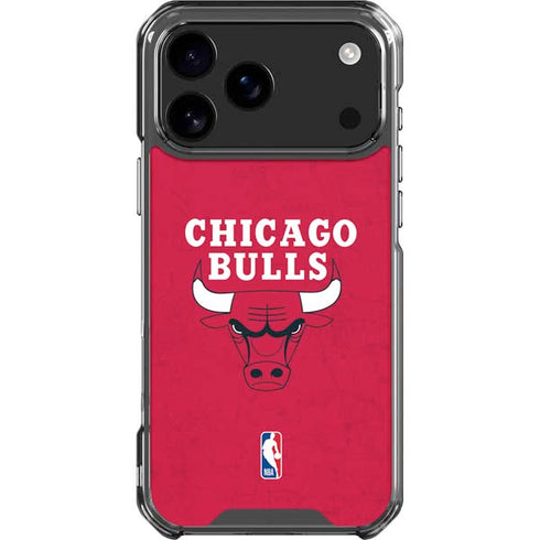NBA Chicago Bulls Red Distressed iPhone 17 Pro Max Clear Case